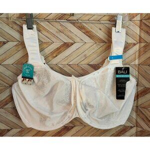 White Bali Satin Tracings Full Coverage Underwire Minimizer Bra 3562 Size 38DDD